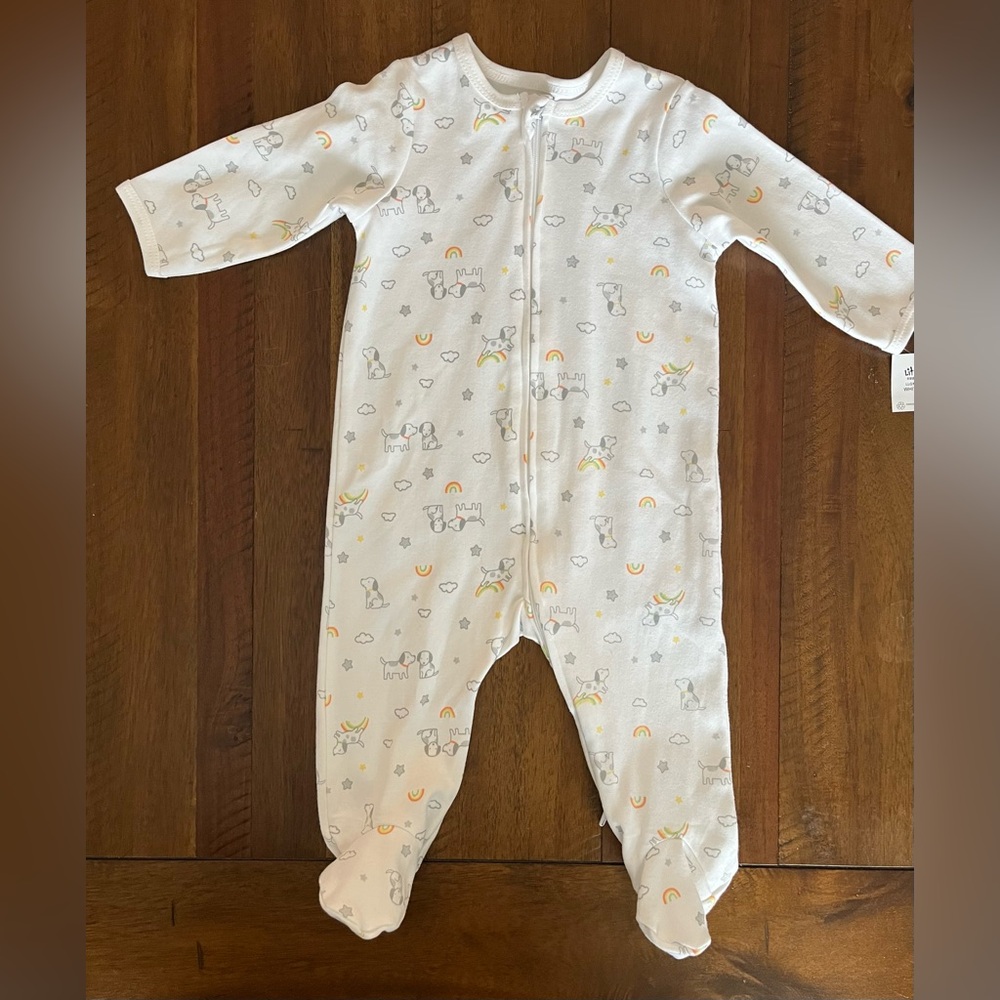 NWT Little Me Puppies & Rainbows Footie Pajamas